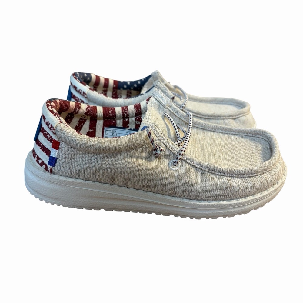 Hey Dude Wally Youth Shoes American Flag Patriotic Little Kids 13 Boys Unisex